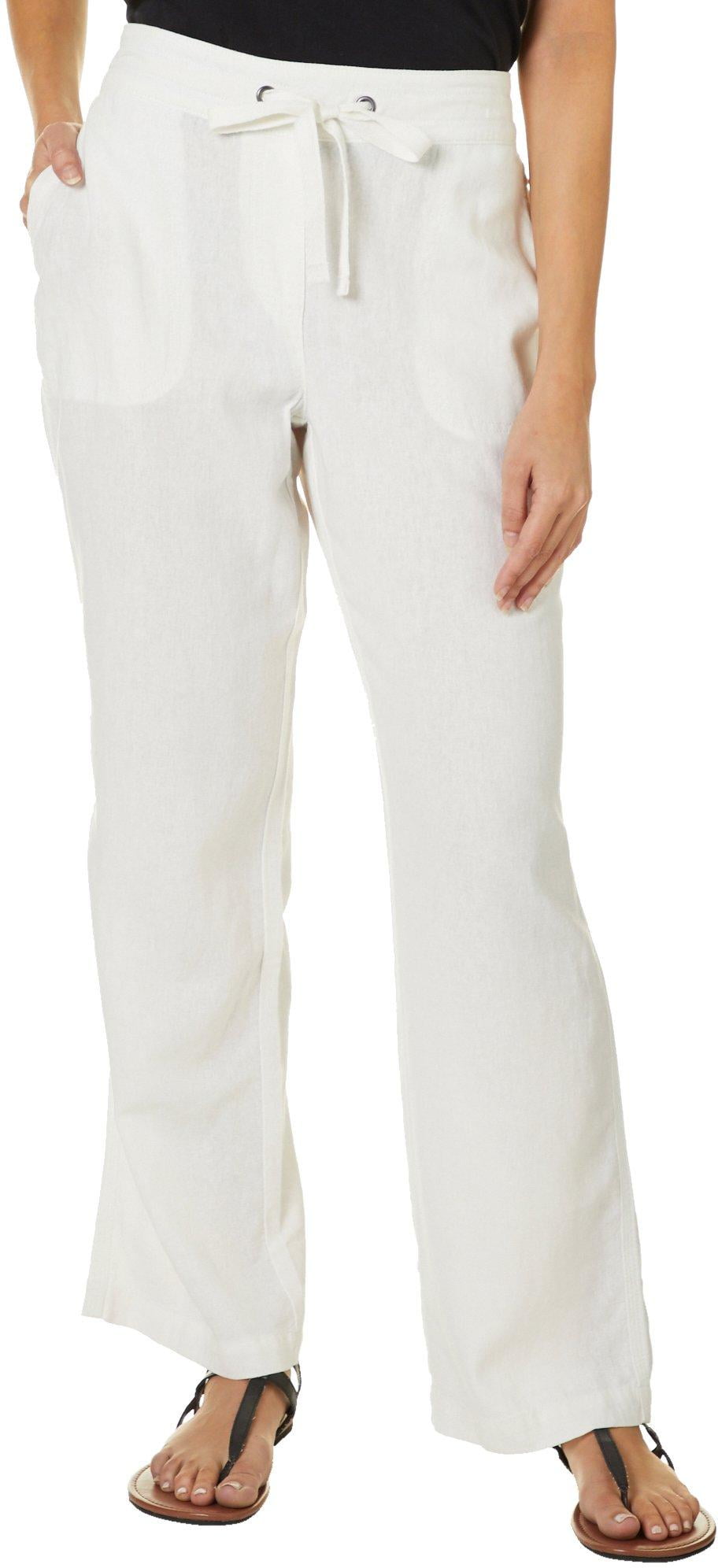 white drawstring pants