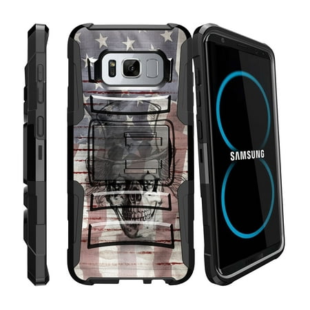 Case for Samsung Galaxy S8 | S8 Holster Case  [ Clip Armor ] Heavy Duty Case with Belt Clip & Kickstand Skull