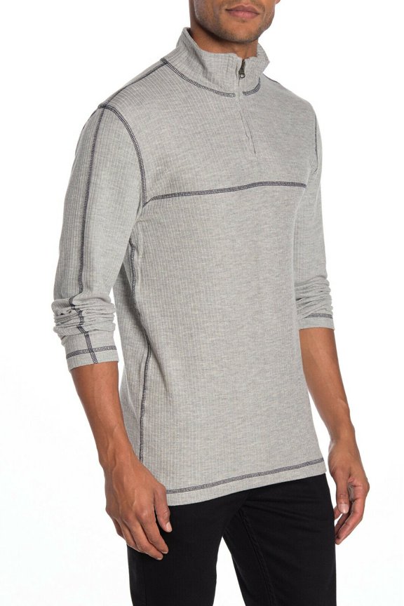 $59.50 Vintage 1946 Drop Needle 1/4 Zip Pullover,LT GREY,SIZE M