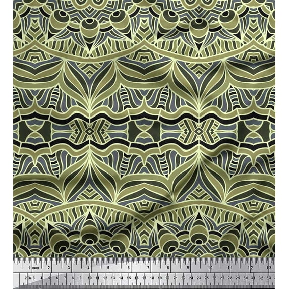 Soimoi Georgette Viscose Fabric Mandala Kaleidoscope Print Sewing Fabric Yard 42 Inch Wide