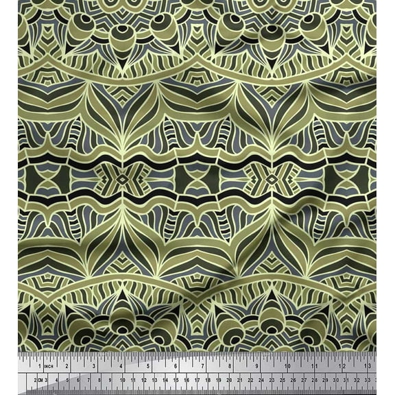 Soimoi Poly Georgette Fabric Mandala Kaleidoscope Print Fabric by The Yard 42 Inch Wide