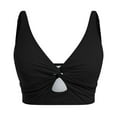 thumbnail image 4 of Uaswgudfs Women's Swimwear Bikini Top with Deep V-Neck Knot Detail and Form-Fitting Cutout Design for Beach Pool Black L, 4 of 5