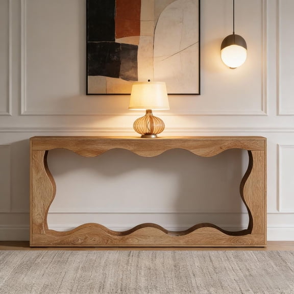 Farmhouse Console Table, 63" Entryway Table with 2-Tier Storage, Behind Sofa Couch Table