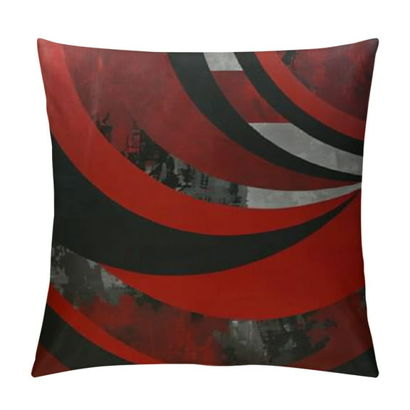 PRATYUS   Red and Black Throw Pillow Covers, Grey Modern Abstract Pillowcases,Gray Geometric Circle Pattern Decor for Sofa Couch Living Room Bedroom Home Outdoor White