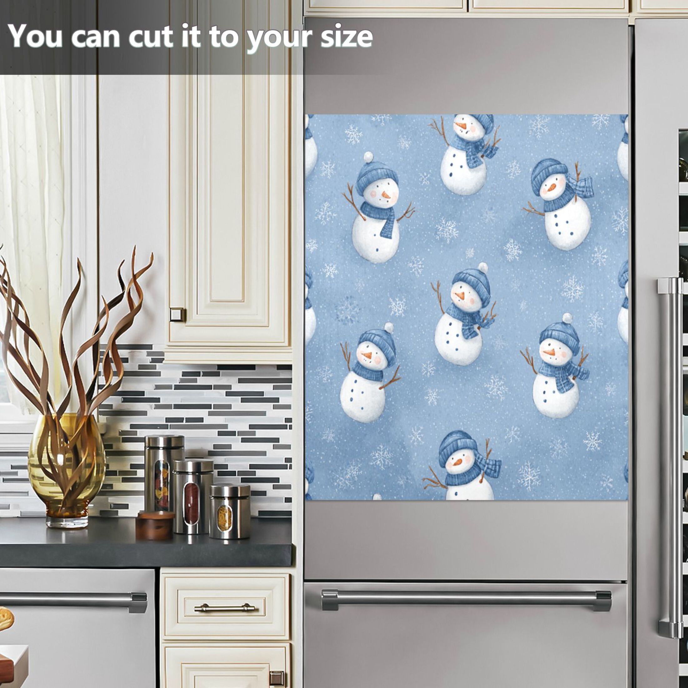 Dishwasher Magnetic Refrigerator Magnet Cover Sticker Home Decorative 23"x26" Cute Branch Snowman Pattern