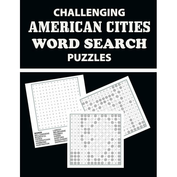 Challenging American Cities Word Search Puzzles: Have Fun and Learn About American Cities (Large Print), (Paperback)