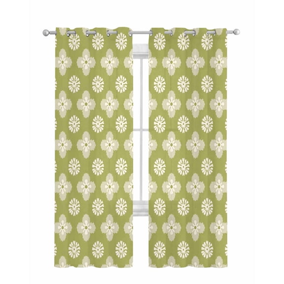 Sage Green Floral Sheer Curtains 84 Inch Length 2 Panels Set for Living Room/Bedroom, Spring Flowers Modern Abstract Art Farmhouse Kitchen Curtains Grommet Curtains Window Treatments 42"x84"x2