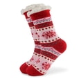thumbnail image 2 of MySmile 1Pair Women Fleece Slipper Socks Thermal Cozy Fuzzy Sherpa Christmas Socks Non-Skid US 5-11 Red, 2 of 7
