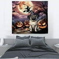 thumbnail image 3 of Spooky Halloween Night Witch Pug Glowing Pumpkins Tapestry Dog Lover Gifts Wall Hanging Backdrop Home Decor - 12015, 3 of 5