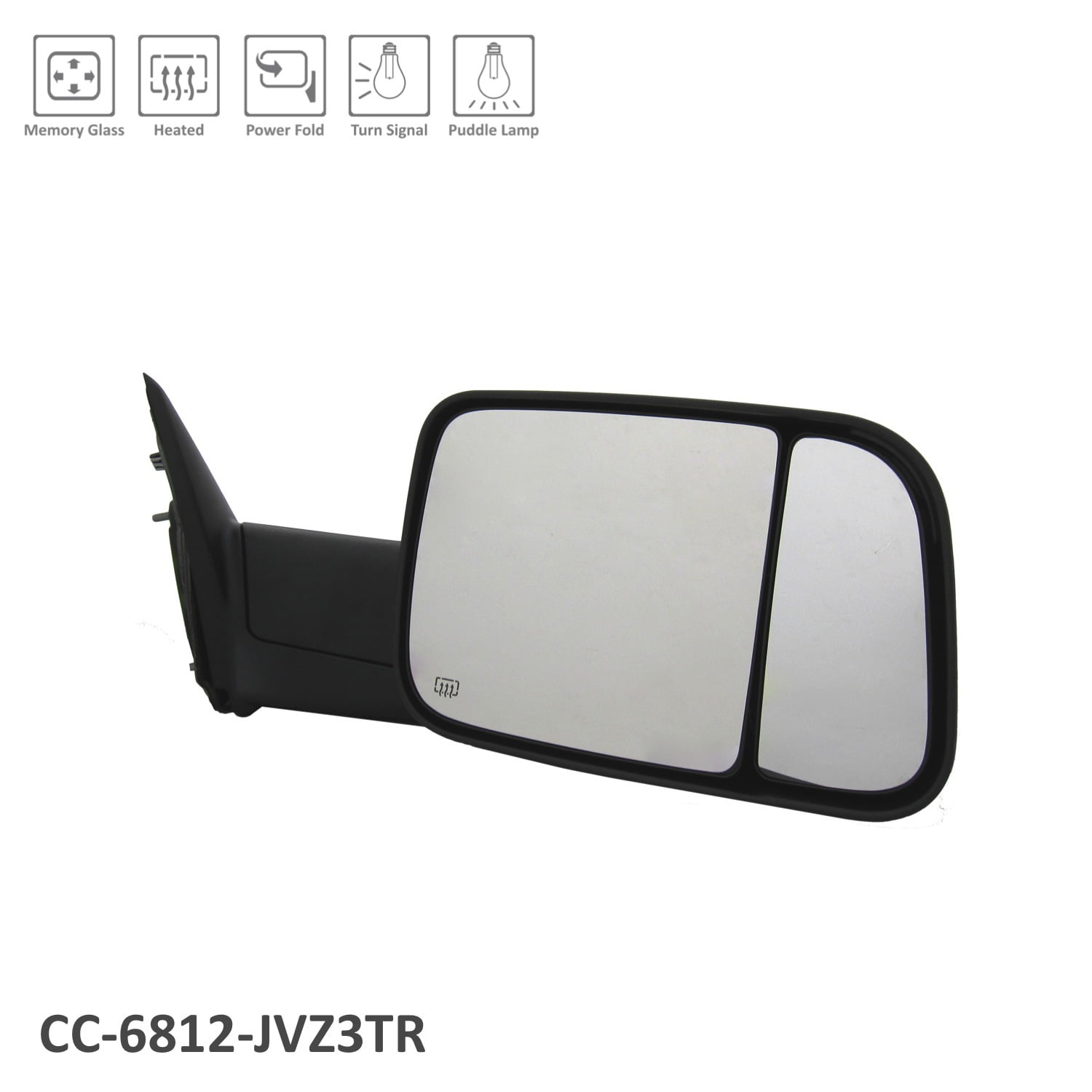 Mirror Compatible with 2009-2010 Dodge Ram 1500 Power Manual Folding Heated with Signal and Pdl Light Textured Black Passenger Side 