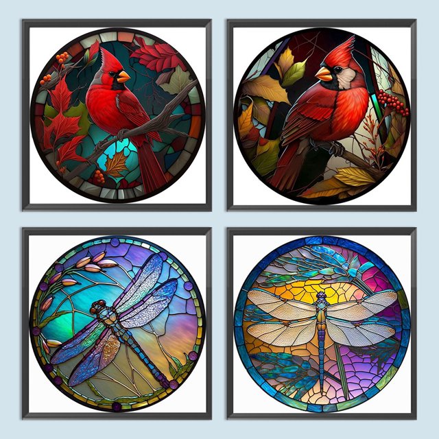 Cuadros Decorativos Pintura de diamante 5D DIY Juego de brocas redondas completas Vidrieras Animal Home Art 4pcs Wdftyju embutido en tela