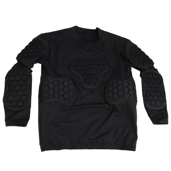 Football Goalkeeper Compression Shirt, Quick Drying Breathable Long Sleeve Soccer Training Uniform with EVA High Elastic Impact Blocks for Shoulders Waist Back Protection