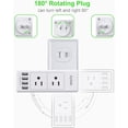 thumbnail image 2 of 2 Prong Power Strip with Rotating Plug, EyGde Multi Plug Outlet Extender, Multiple Outlet Splitter(3 Sided 6 Sockets) and 4 USB Ports, Wall Adapter Surge Protector (1700J) for Travel, Office, White, 2 of 7