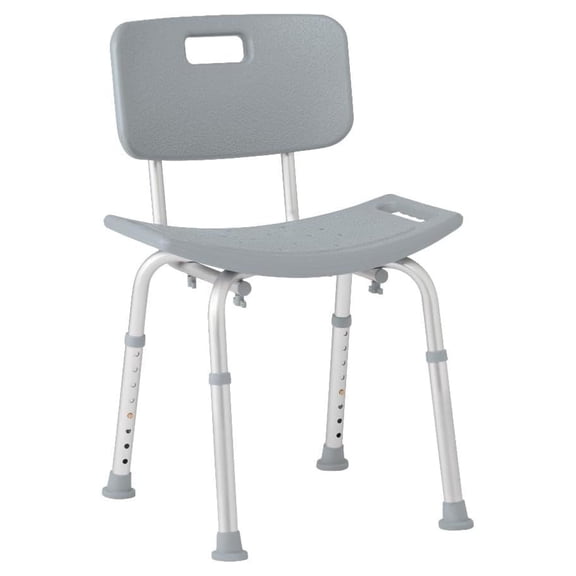 Bath Chair for Seniors, Shower Seat with Back, Suction Feet, Non-Slip Adjustable Height Shower for Elderly, Disabled, 400 lb Weight Capacity, Gray Bathroom Stool for Tub or Shower