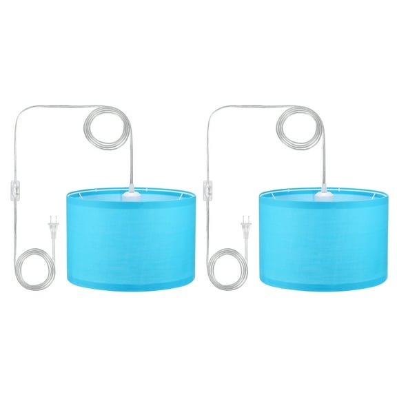 Uxcell Plug in Pendant Light, 2 Pack 15Ft Rope Cord Hanging Lamp Fixture for Bedroom Kitchen Living Room, Light Blue