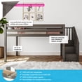 thumbnail image 2 of Max & Lily Solid Wood Twin Loft Bed with Stairs, Solid Wood Loft Beds with Ladder for Kids, Clay, 2 of 14