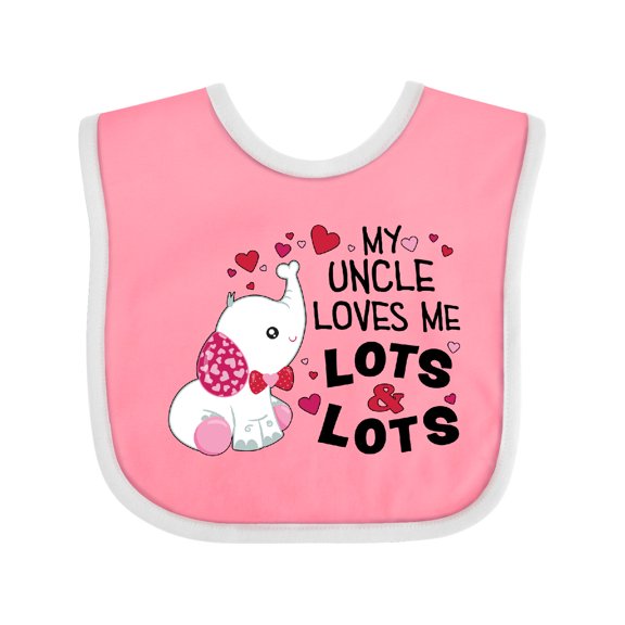 Inktastic My Uncle Loves Me Lots and Lots Cute Elephant Boys or Girls Baby Bib