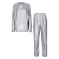 thumbnail image 4 of iiniim Women Sauna Suit Weight Loss Sweat Suits Pants Gym Workout Top Fitness Activewear Size L-4XL Grey XL, 4 of 7