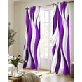 thumbnail image 5 of Purple White Moire Sheer Curtains 84 Inch Length 2 Panels Set for Living Room/Bedroom, Modern Abstract Art Kitchen Curtains with Grommet Semi-Sheer Curtains Drapes Voile Window Treatments 52"x84"x2, 5 of 7