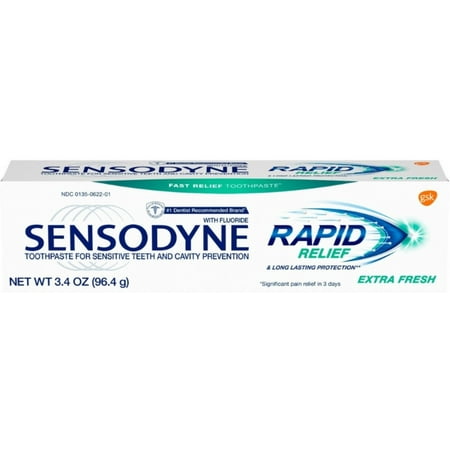 3 Pack - Sensodyne Rapid Relief Extra Fresh Toothpaste, 3.4