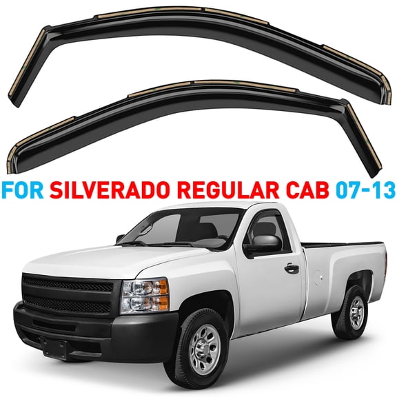 GrandWheel Co Smoke Tinted In-channel Side Window Vent Visor Deflectors Rain Guards Compatible with Chevrolet (Chevy) Silverado/GMC Sierra 2007-2013 Regular Cab - 2 pcs. GW0901