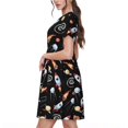 thumbnail image 2 of Susaid Space Rocket Pattern Women's Casual Floral Print Crewneck Short Sleeve A Line Boho Maxi Dress, 2 of 6