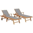 thumbnail image 1 of vidaXL Sun Loungers 2 pcs with Grey Cushion Solid Teak Wood, 1 of 5