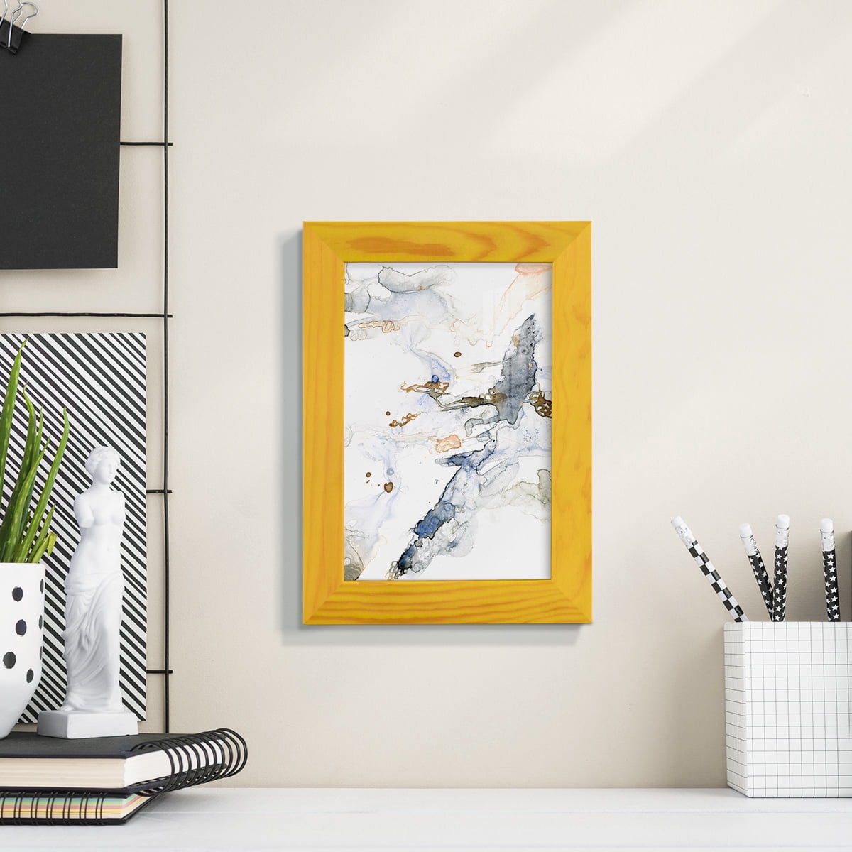 Organic Interlace I -Framed Print w/glass-Sunflower Yellow