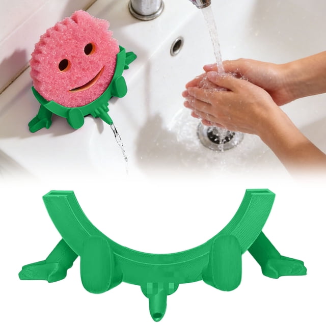 1Pcs 3D Printed Sponge Rack Face Sponge Rack With Holes Storage Rack Equipped With Cute Face Sponge (excluding Sponge) Kitchen Countertop Storage
