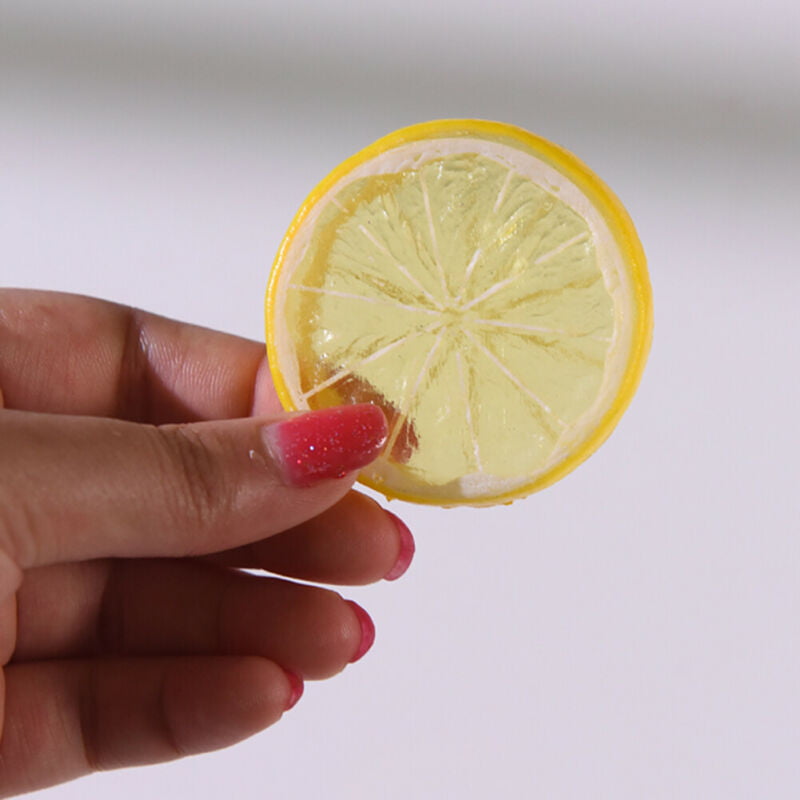 Teblacker 42 Pieces Artificial Lemon Slices Lemon Blocks Wedge Simulation Lemon Slice Lifelike/  Fruit Model for Home Decorations