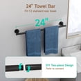 thumbnail image 5 of Fil-fresh Brushed Nickel Bathroom Hardware Set, 4-Piece Wall Mounted Bathroom Accessories Set, 24-Inch Towel Bar with Toilet Paper Holder, Towel Ring & Robe Hook, SUS304 Stainless Steel, 5 of 9