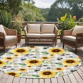 thumbnail image 4 of Spring Sunflowers Round Area Rug 5Ft Washable Circle Rugs for Living Room Bedroom, Rustic Floral Farmhouse Grey Buffalo Plaid Non-Slip Carpet Floor Mats Indoor Outdoor Carpet Runner Home Decor, 4 of 8