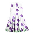 thumbnail image 5 of Ugoldhm Girls' A-Line Summer Dress - Floral Print Pleated Crew Neck Sleeveless, Casual & Comfortable, 3-14 Years, 5 of 7