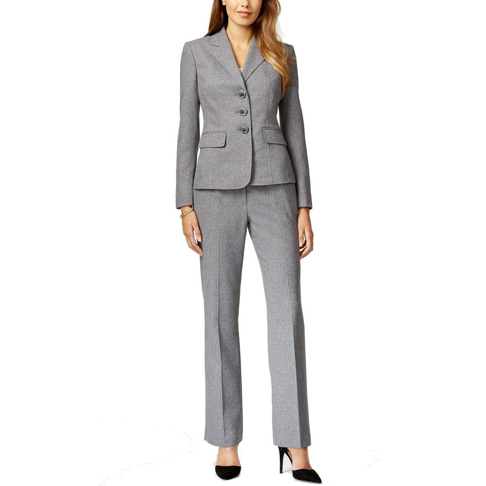 Le Suit NEW Gray Womens Size 12P Petite Three-Button Pant Suit Set ...