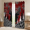 thumbnail image 2 of Feelyou Jungle Moose Elk Boys Blackout Curtains Set of 2 (52x84 Each), Rustic Western Plaid Window Curtains, Red Farmhouse Theme Curtains and Drapes, Blackout Curtains Room Decor, 2 of 6
