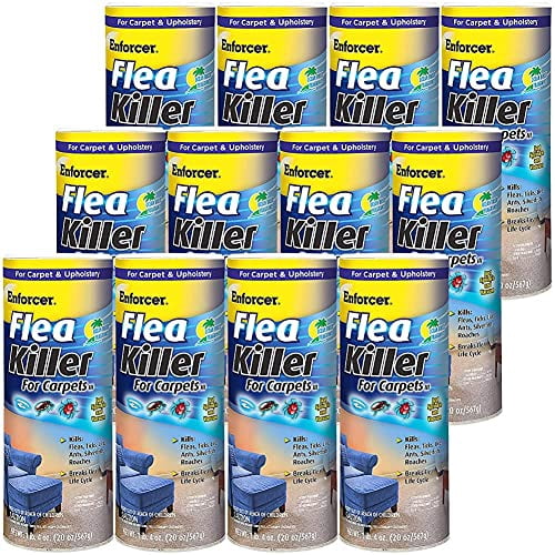 Enforcer Flea Killer for Carpet - Ocean Breeze Fragrance - 20 oz (Case of 12) EFKOB203 - Kills Fleas, Ticks, Lice, Ants, Silverfish, Roaches and More