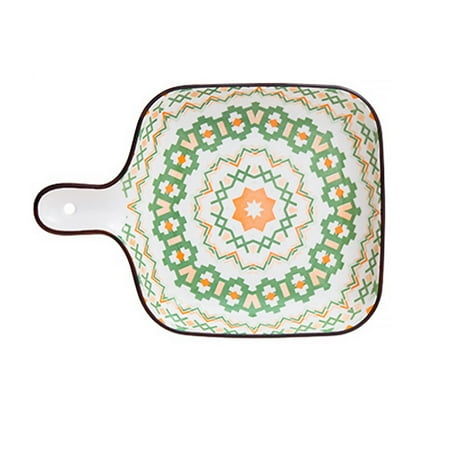 

1pc Ceramic Baking Tray Food Serving Plate Practical Kitchen Baking Tray (Green)