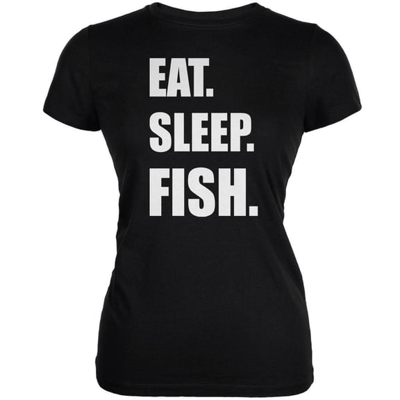 Eat Sleep Fish Black Juniors Soft T-Shirt - Small