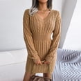 thumbnail image 6 of Women's Fall and Winter Fashion Dress Sweater Dress with Waist Accent and Hip Hugging Design, Cozy and Stylish for Casual Outings, Comfortable,Khaki,M, 6 of 8