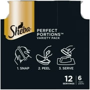Sheba Perfect Portions Variety Pack Wet Cat Food Pate, 2.6 Oz Twin-Pack Trays (6 Count)