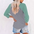 thumbnail image 5 of 3/4 Length Sleeve Womens Baseball Summer Tops Color Block Raglan Shirt Three Quarter Sleeve Casual Tshirt Tees, 5 of 5