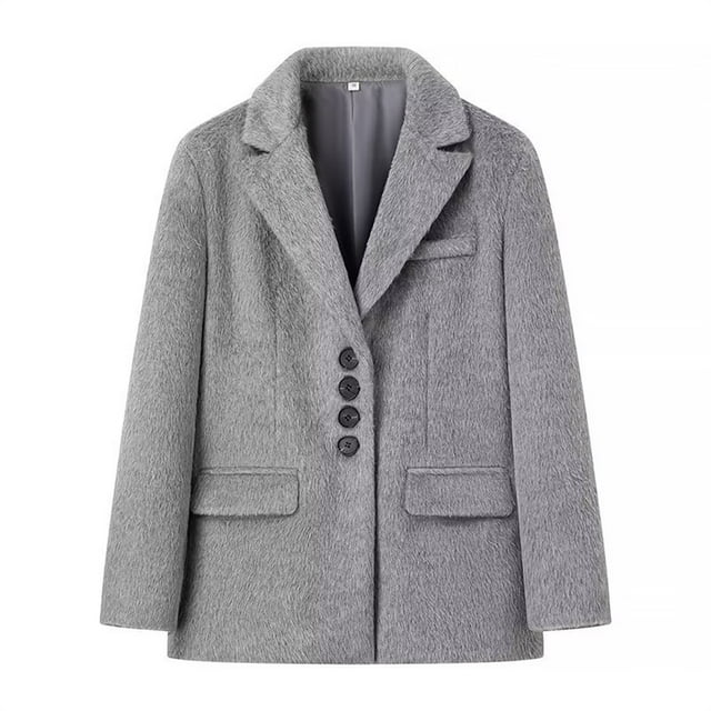 Manteaux Roses à Col Rabattu pour Femmes, Manteau Élégant à Manches Longues, Automne Hiver, Blazer Chaud Décontracté avec Poches