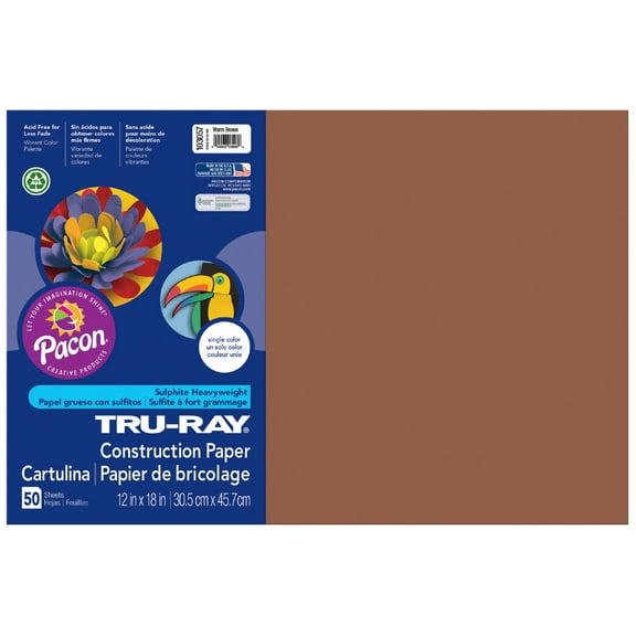 Tru-Ray Construction Paper, 76lb, 12 X 18, Warm Brown, 50/pack | Bundle of 5