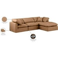 thumbnail image 2 of Meridian Furniture Indulge 94" Orange Vegan Leather L-Shaped Modular Sectional, 2 of 9