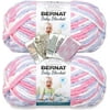 Bernat Baby Blanket Yarn - Big Ball 10.5 oz - 2 Pack with Pattern Cards in Color Pink/Blue Ombre