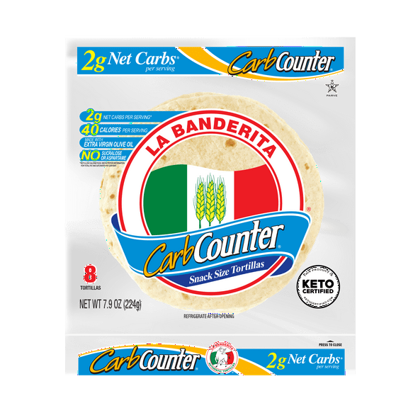 La Banderita Carb Counter Snack Size Flour Tortillas, 7.9 oz, 8 Count