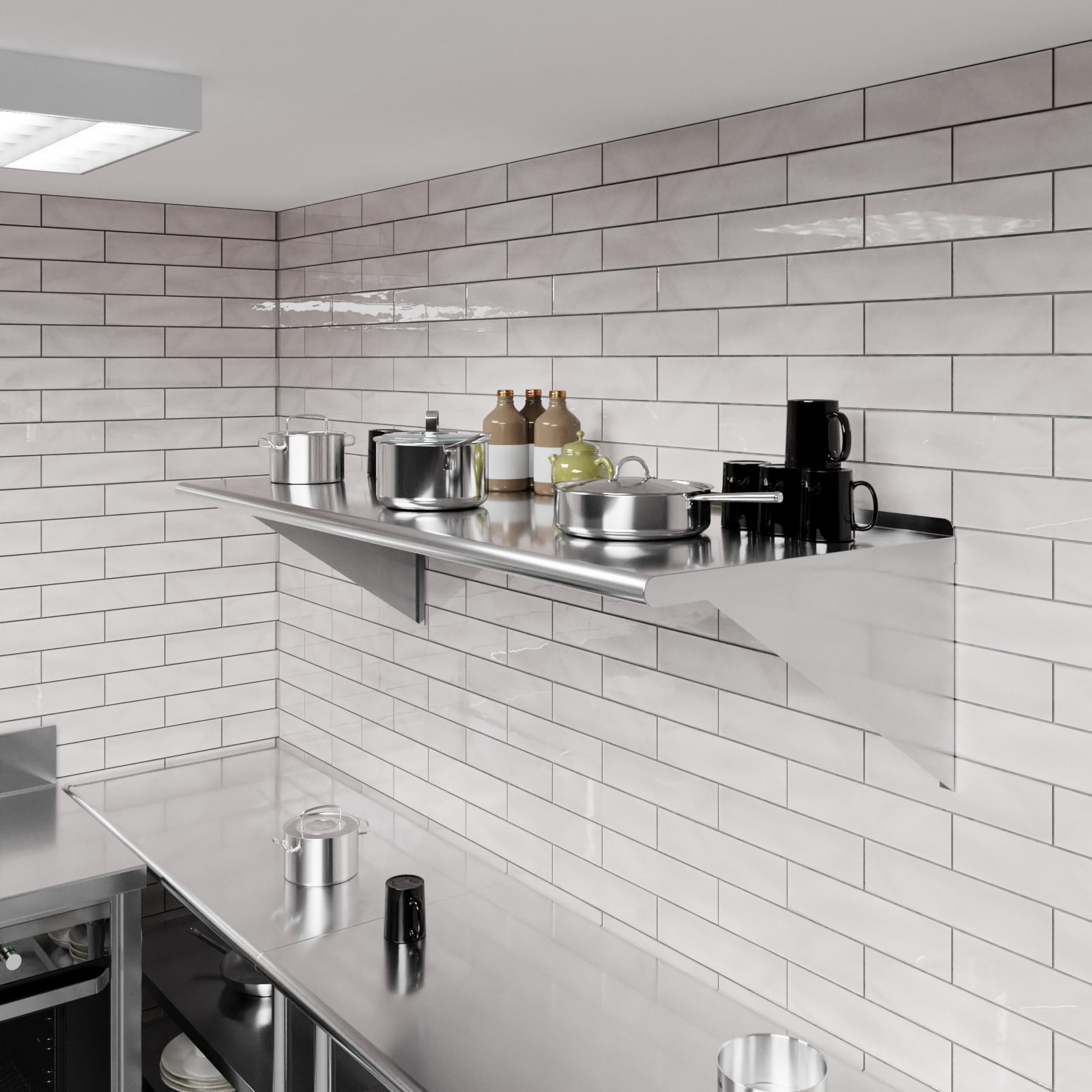 AmGood 24 in. x 60 in. Stainless Steel Wall Shelf | NSF Certified | Appliance & Equipment Metal Shelving | Kitchen, Restaurant, Garage, Laundry, Utility Room