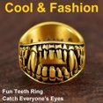 thumbnail image 3 of ORUYROP Can Engrave Men Skull Rings, Stainless Steel Statement Biker Rings, Gold Plated/Black-Send Gift Box, 3 of 7