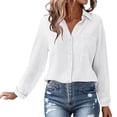 thumbnail image 6 of Vinsonshop Women's Linen Button-down Shirts Casual Comfort Work Tops Linen Blouse Gauze Tops Blusas De Lino Para Mujer Summer Blouse Summer Cotton Beach Shirts Linen Tunic Fashion 2026 White M, 6 of 9