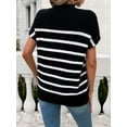 thumbnail image 3 of XCHQRTI Striped Knit Shirts Women Batwing Short Sleeve Sweaters Casual Loose Top, 3 of 10